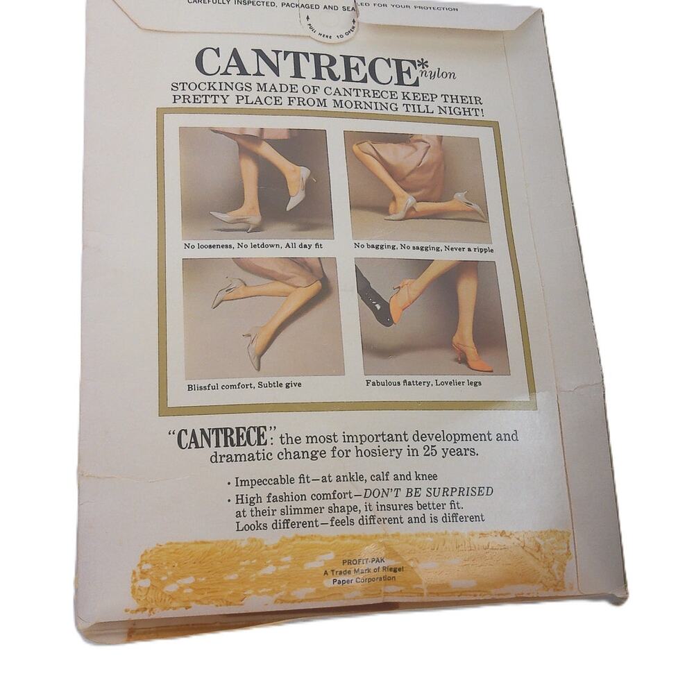 Vintage 1965 CANTRECE Nylon Deluxe Seamless Sheer STOCKINGS Size 8 Taupe 9.5-10 - Picture 2 of 5
